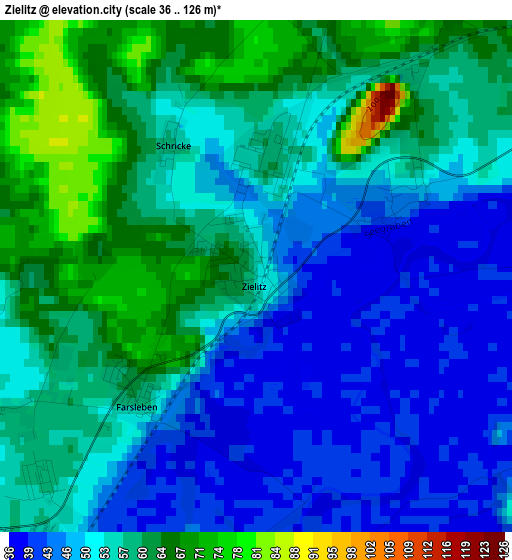 Zielitz elevation map