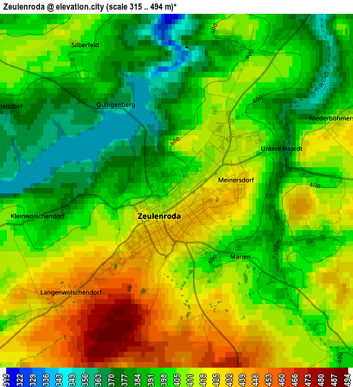 Zeulenroda elevation map