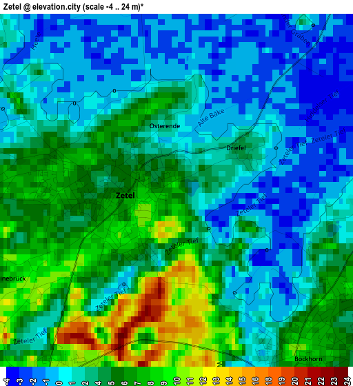 Zetel elevation map