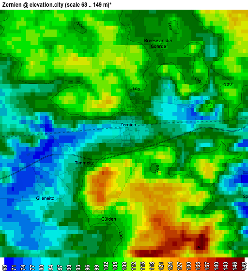 Zernien elevation map