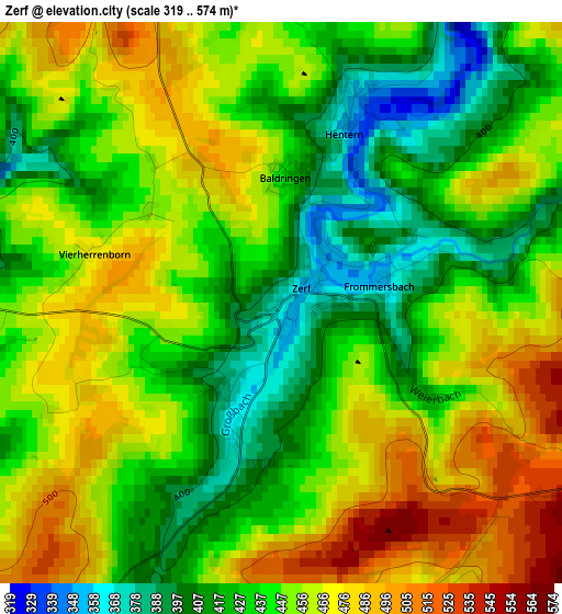 Zerf elevation map