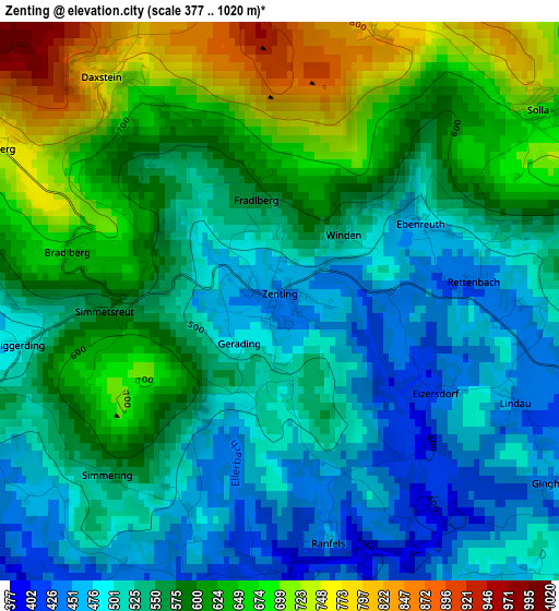 Zenting elevation map