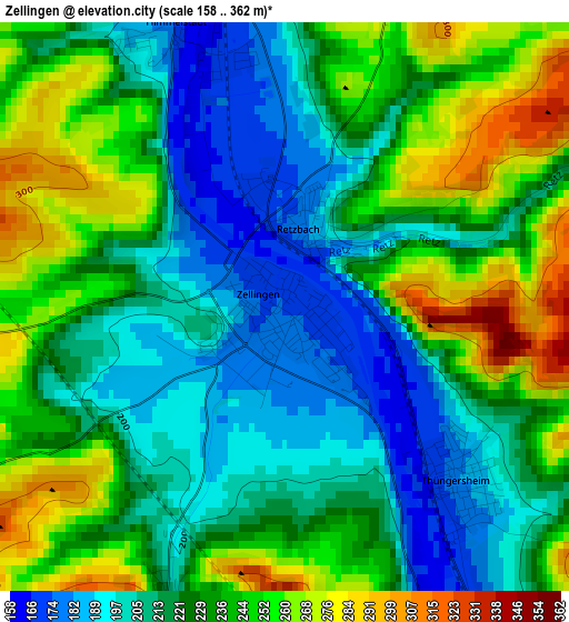 Zellingen elevation map