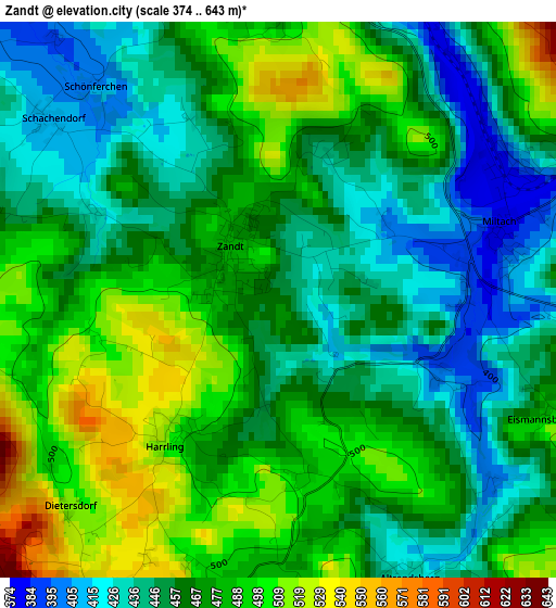 Zandt elevation map