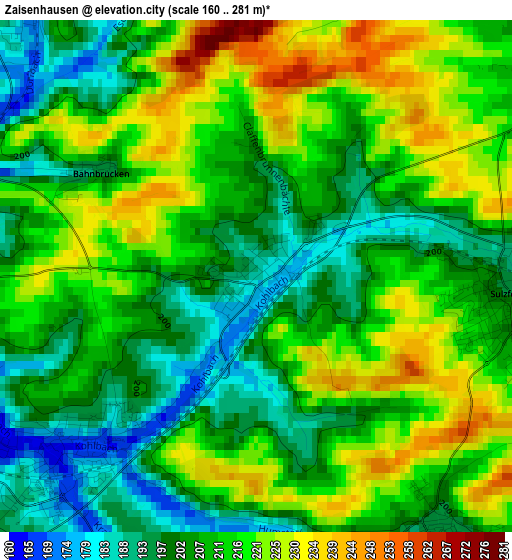 Zaisenhausen elevation map