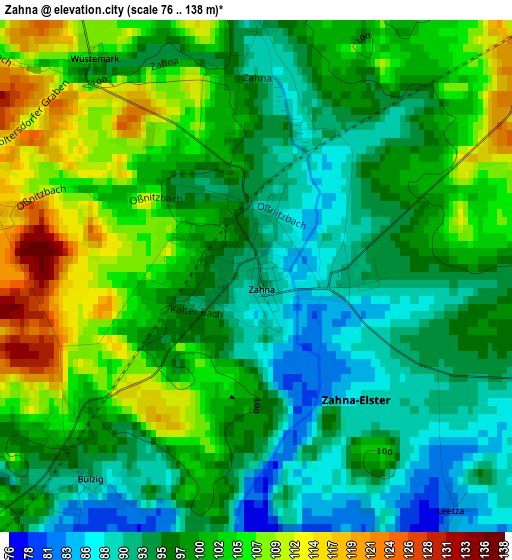 Zahna elevation map