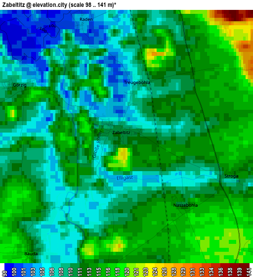 Zabeltitz elevation map