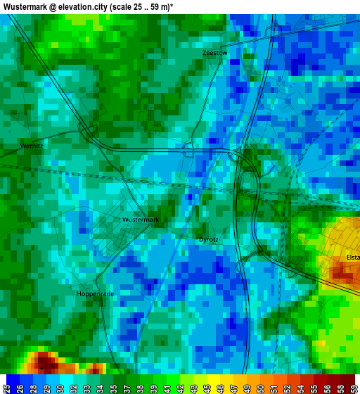 Wustermark elevation map