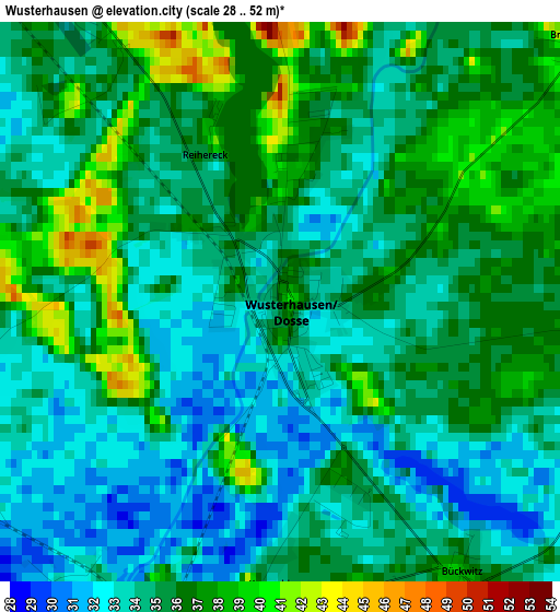 Wusterhausen elevation map