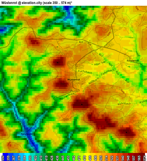 Wüstenrot elevation map