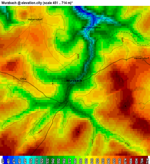 Wurzbach elevation map