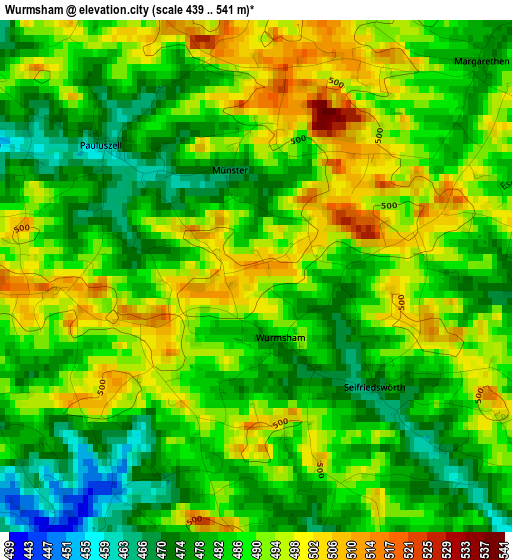 Wurmsham elevation map