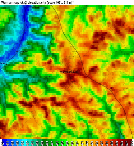 Wurmannsquick elevation map