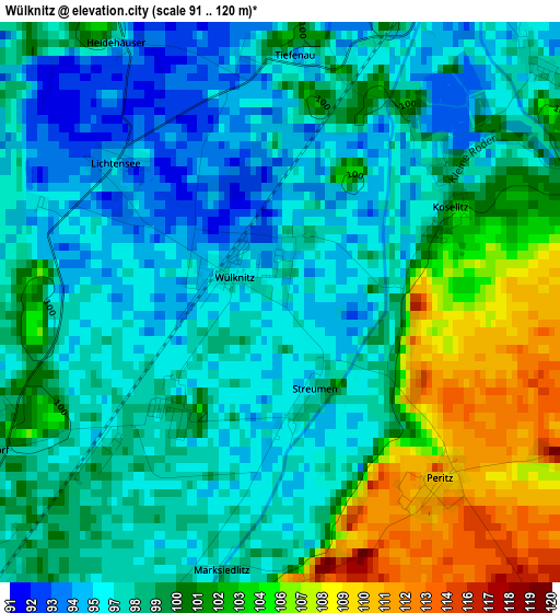 Wülknitz elevation map