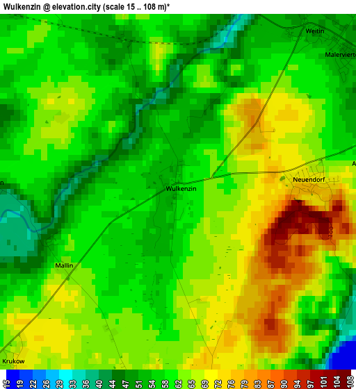 Wulkenzin elevation map