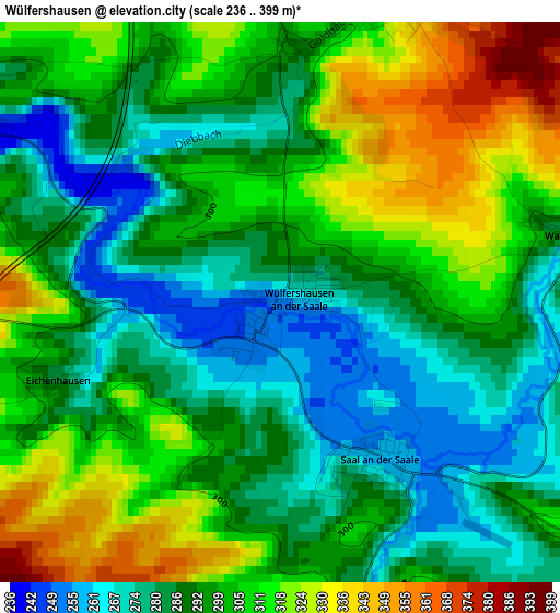 Wülfershausen elevation map