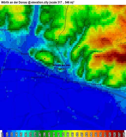 Wörth an der Donau elevation map