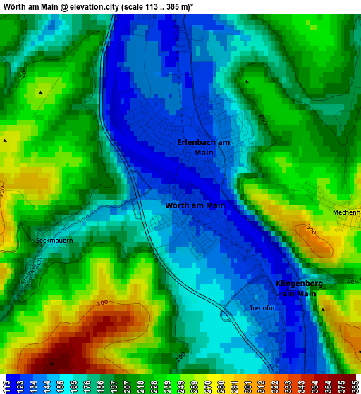 Wörth am Main elevation map