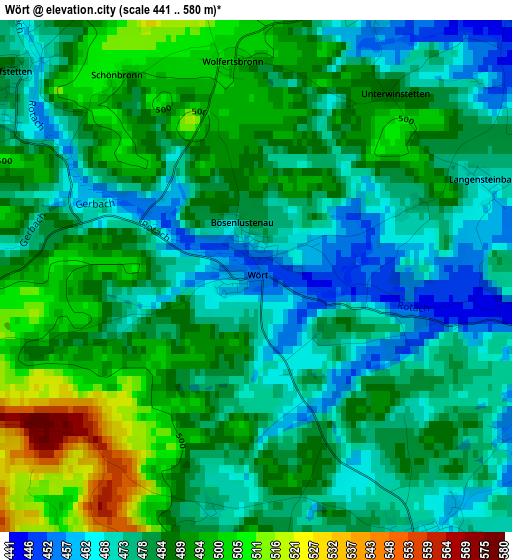 Wört elevation map