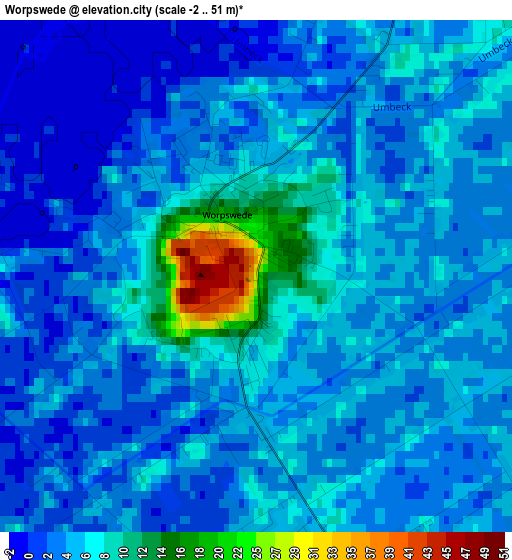 Worpswede elevation map