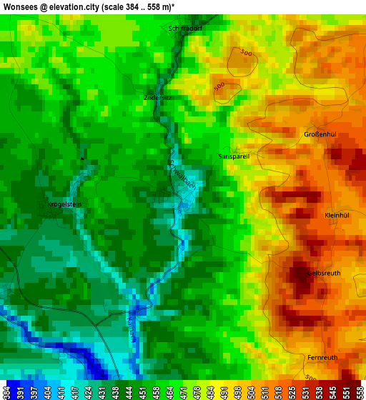 Wonsees elevation map