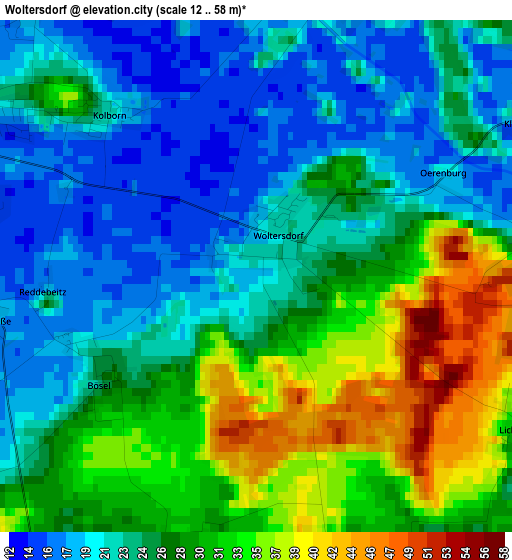 Woltersdorf elevation map