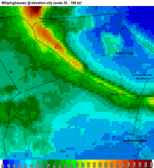 Wölpinghausen elevation map