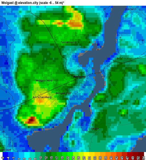 Wolgast elevation map