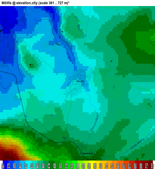 Wölfis elevation map