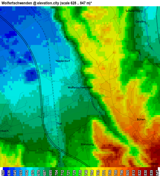 Wolfertschwenden elevation map