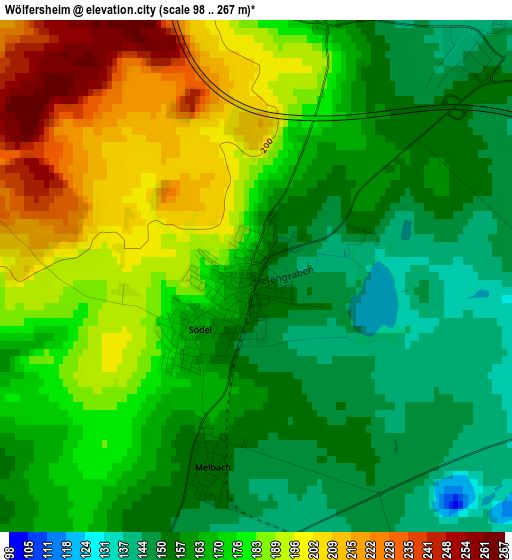 Wölfersheim elevation map