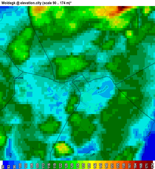 Woldegk elevation map