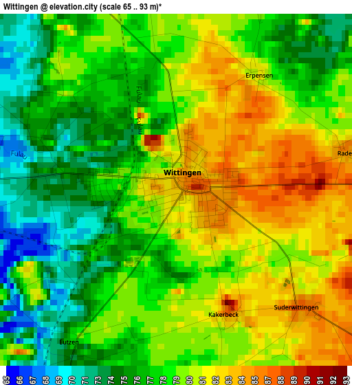 Wittingen elevation map