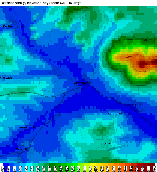 Wittelshofen elevation map