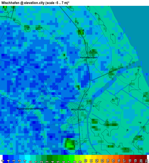 Wischhafen elevation map