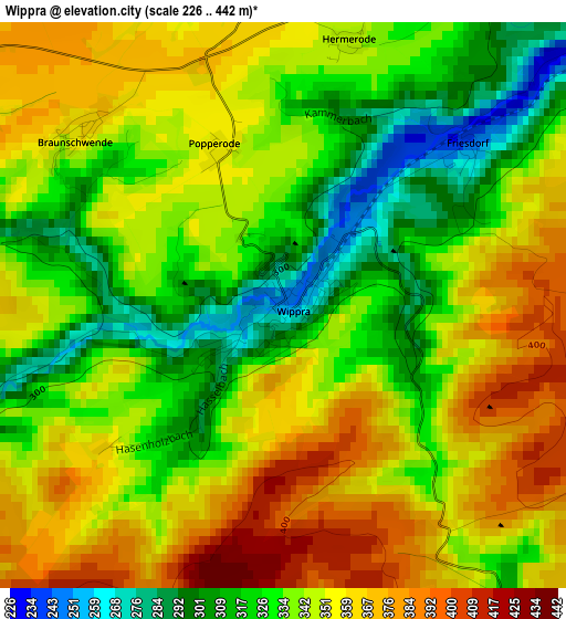 Wippra elevation map