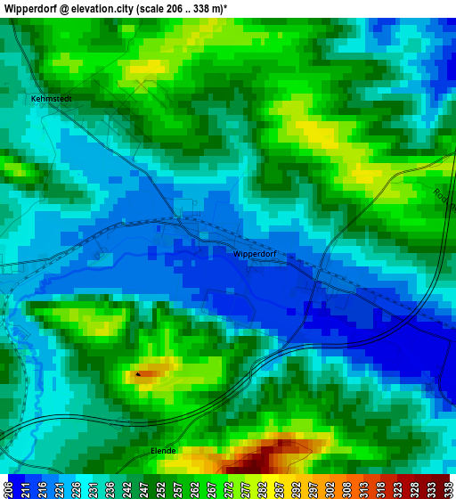 Wipperdorf elevation map