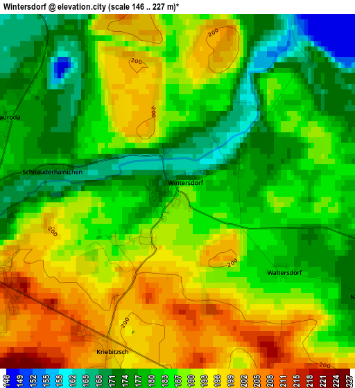 Wintersdorf elevation map