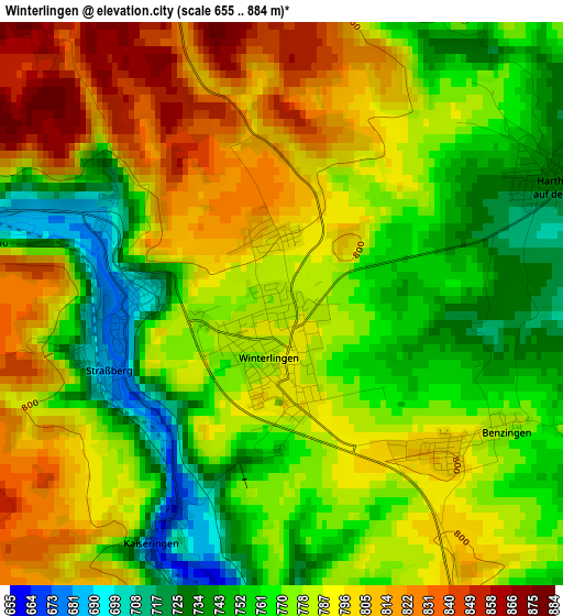 Winterlingen elevation map