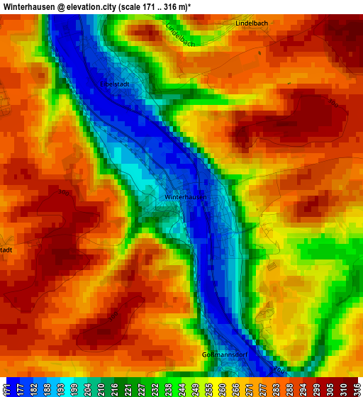 Winterhausen elevation map