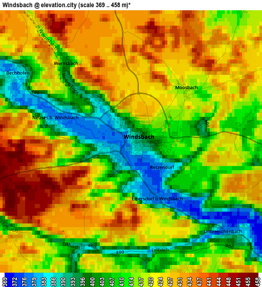 Windsbach elevation map