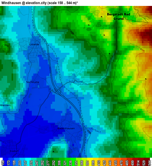 Windhausen elevation map