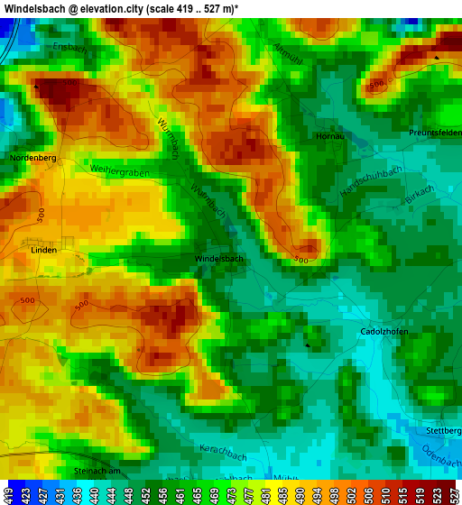 Windelsbach elevation map