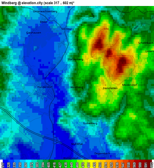 Windberg elevation map