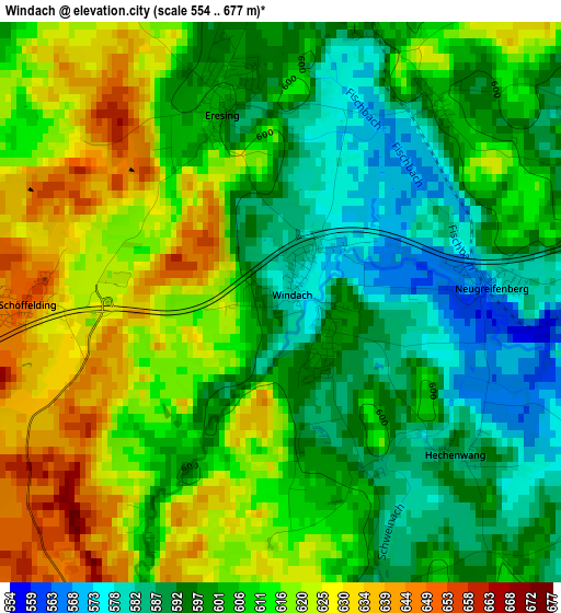 Windach elevation map