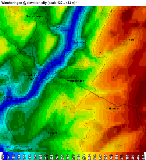 Wincheringen elevation map