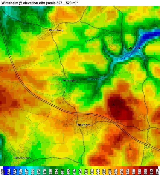 Wimsheim elevation map