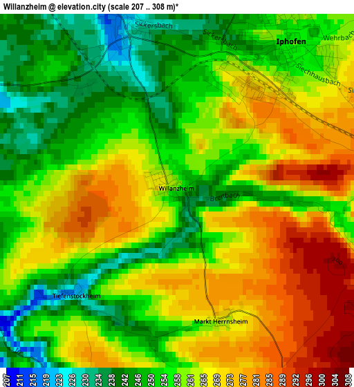 Willanzheim elevation map