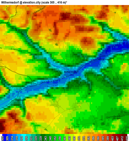 Wilhermsdorf elevation map