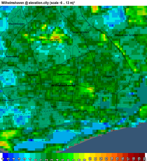 Wilhelmshaven elevation map